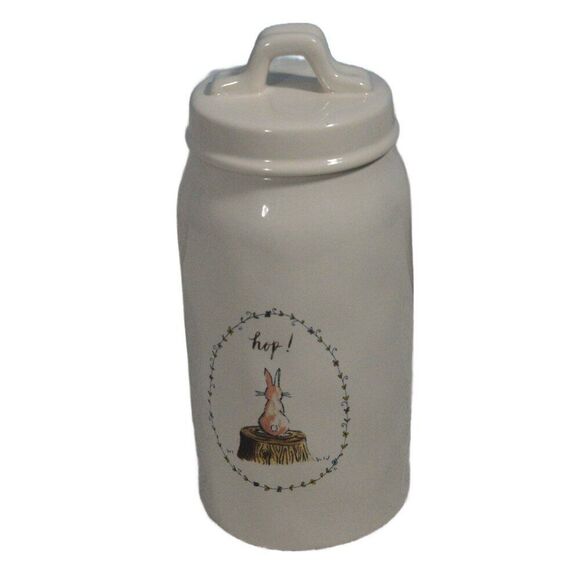 Rae Dunn Bunny Hop! Canister 10 inch Farmhouse Kitchen Decor - Picture 1 of 3